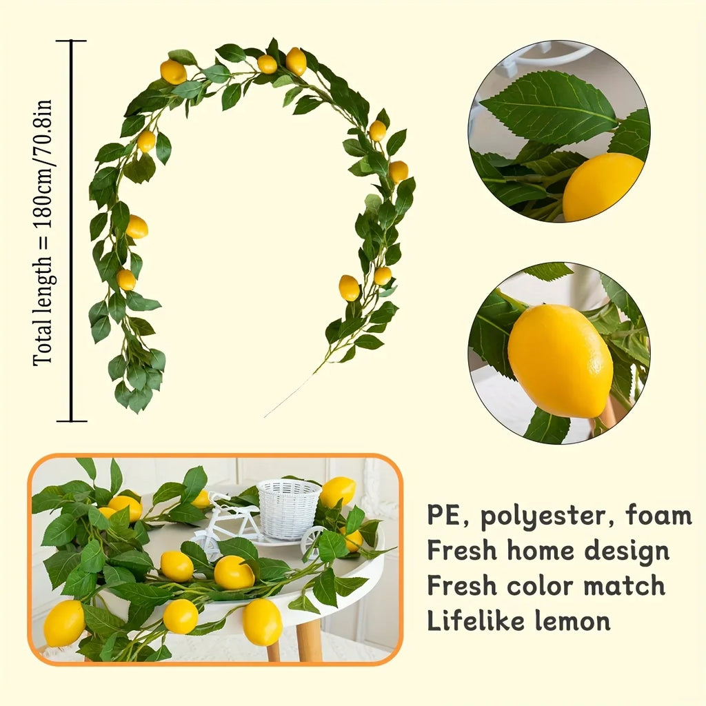Artificial Lemon Garland Wreath | Faux Lemon Home Decor