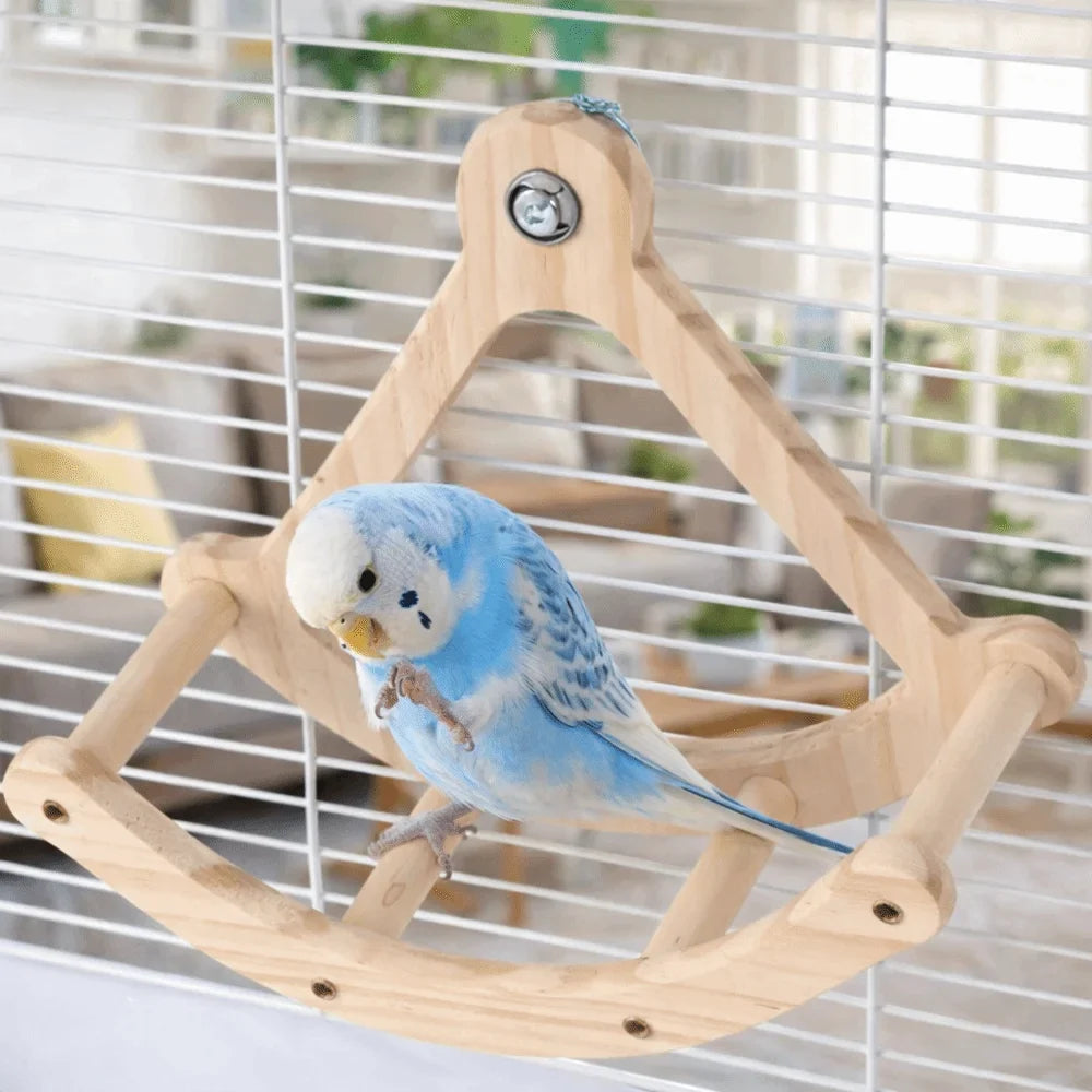 Wooden Bird Swing Toy – Rocking Perch for Parrots & Parakeets
