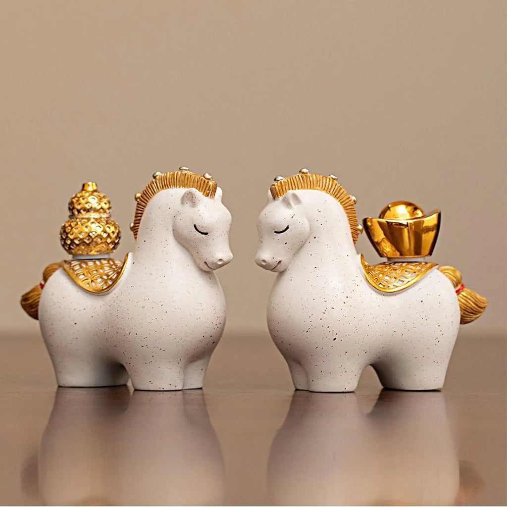 Chinese New Year 2026 Horse Statue Set of 2 | Lunar New Year Decor