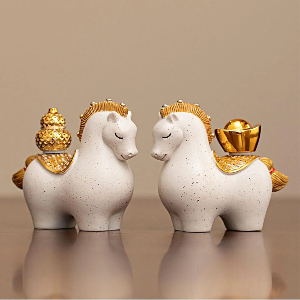 Chinese New Year 2026 Horse Statue Set of 2 | Lunar New Year Decor