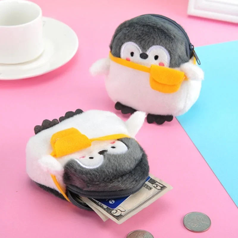 Kawaii Penguin Plush Coin Purse – Cute Mini Zipper Wallet