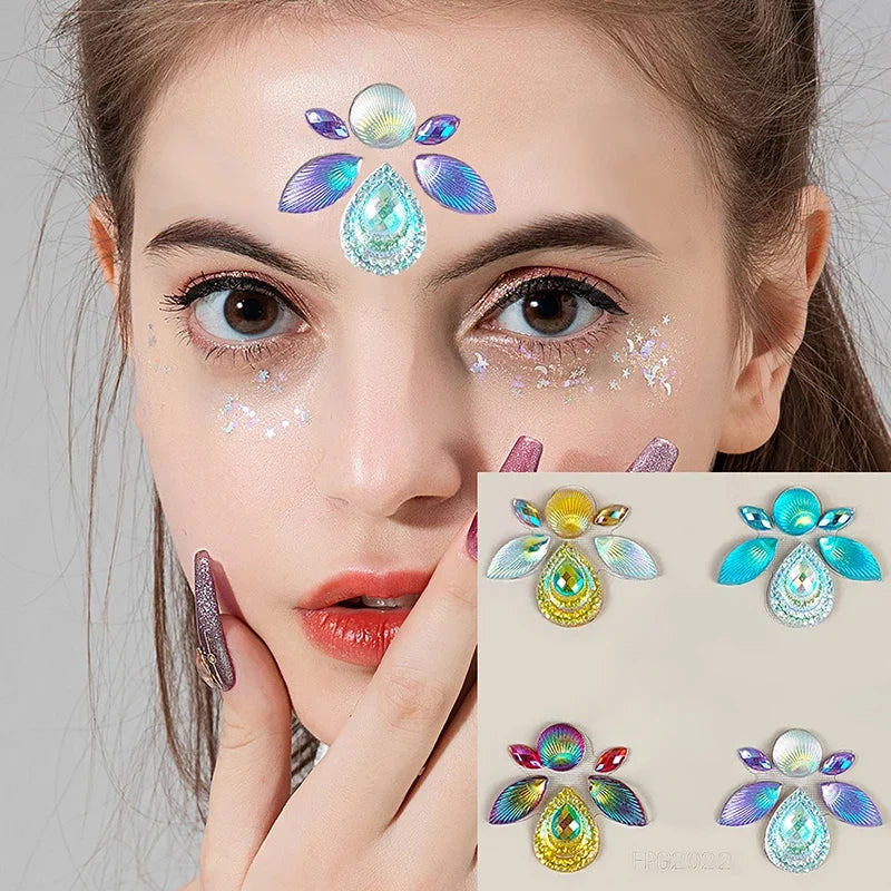 3D Face Rhinestone Stickers – Crystal Body Art Jewels 8 Styles