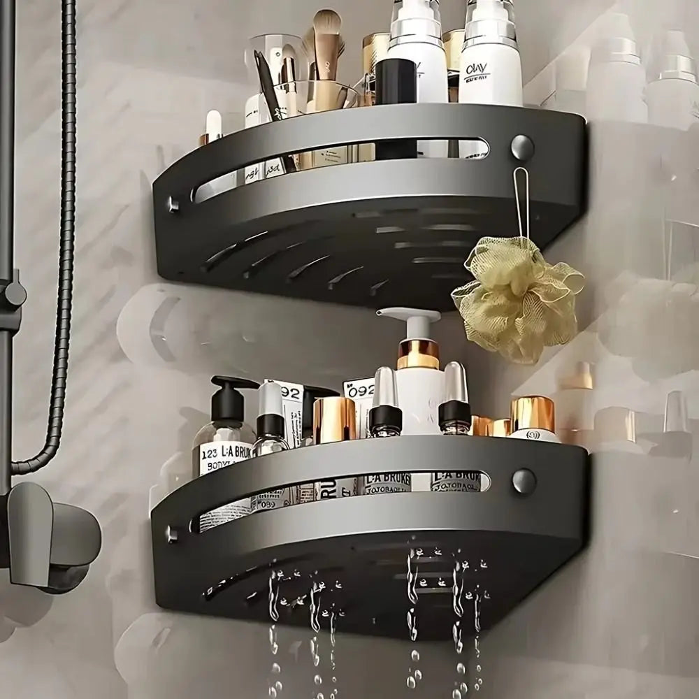 1 2 Portable Punch-free Bathroom Shelves Wall-mounted Large Capacity
