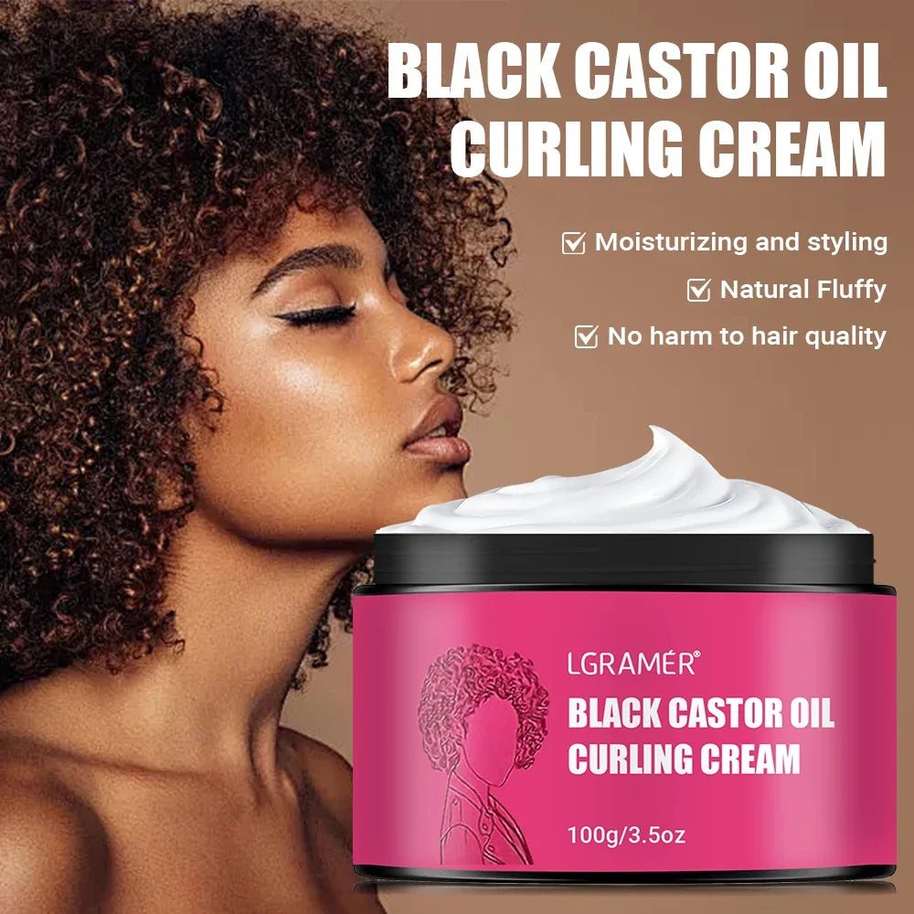 LGRAMÉR Black Castor Oil Curl Defining Anti-Frizz Cream 100g
