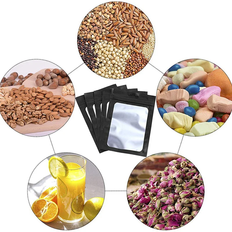 A36T-600 Resealable Food Storage Bags Clear Window Coffee Beans