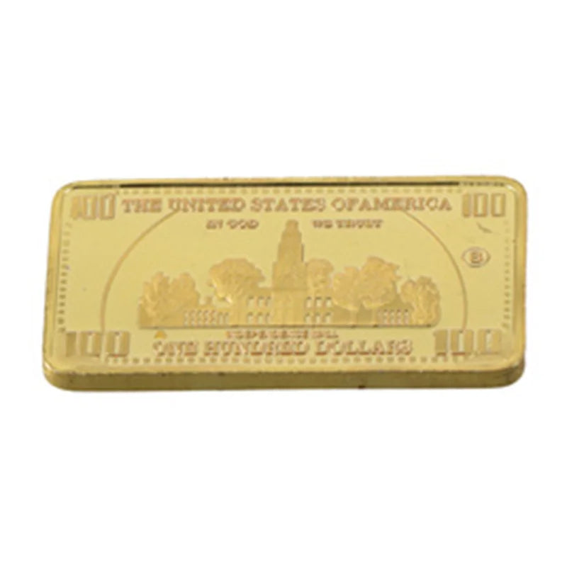USA $100 Gold-Plated Novelty Bullion Bar Coin with Gift Box