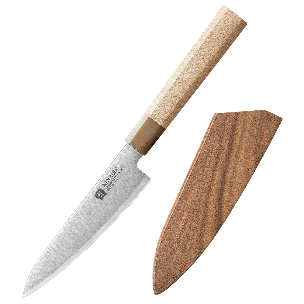 XINZUO 5.28" Aogami No.2 Steel Utility Knife – Maple Buffalo Horn