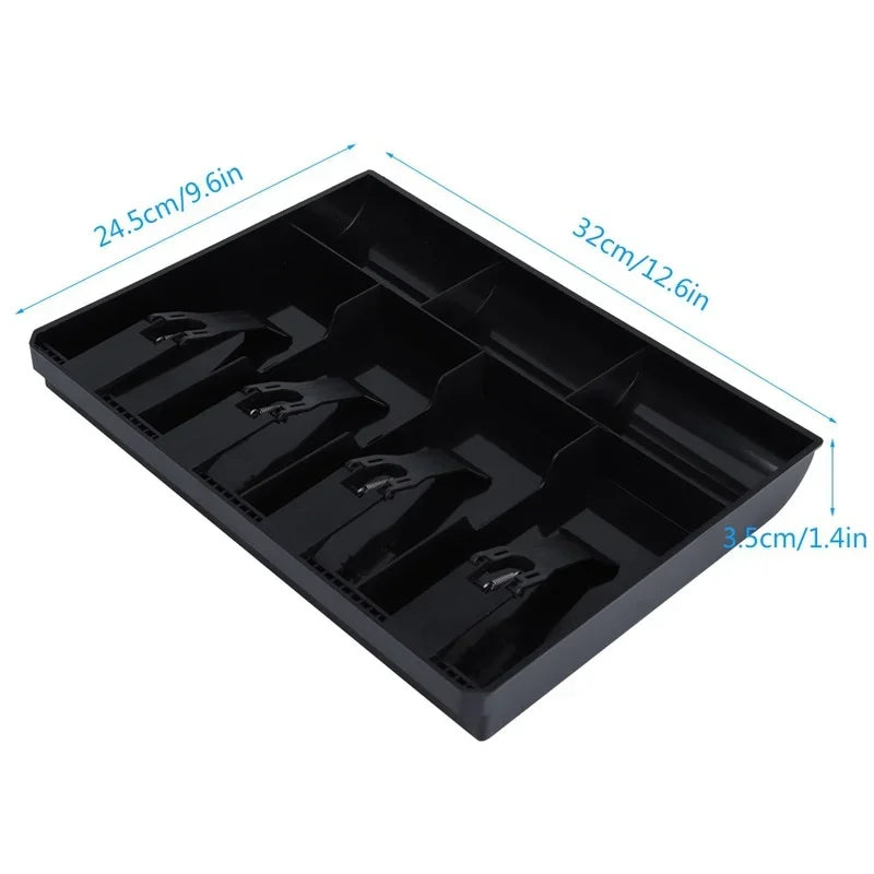 Cash Drawer Insert Tray | 4 Bill 3 Coin Slots & Metal Clip