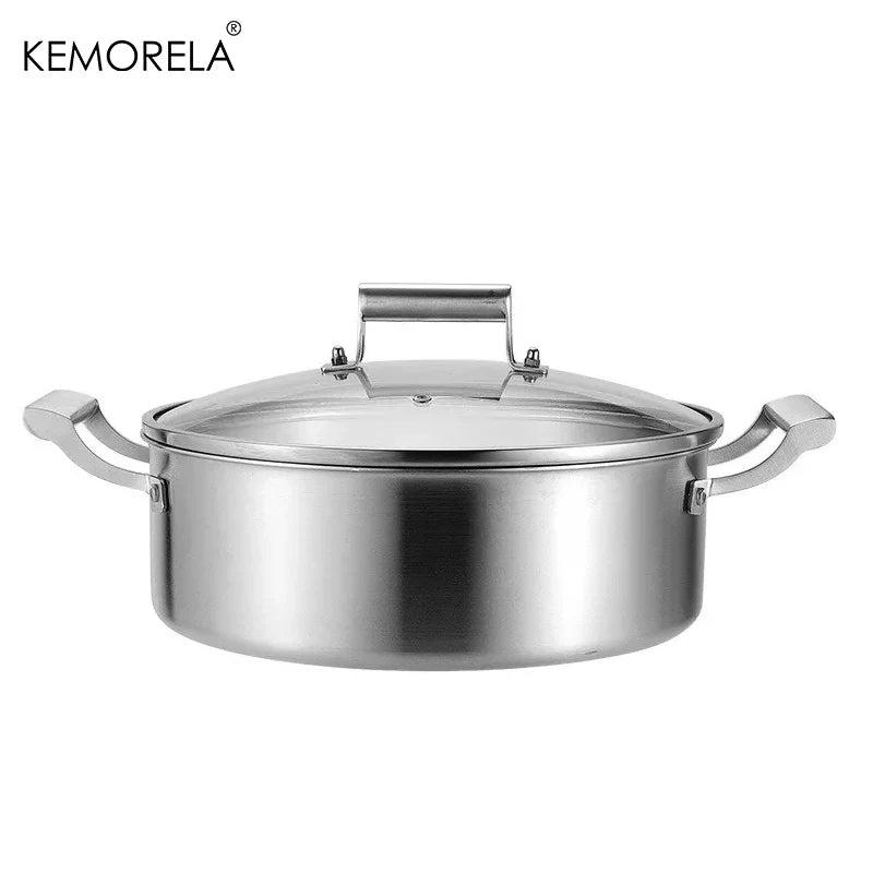 KEMORELA 5-Layer 304 Stainless Steel Soup & Hot Pot Glass Lid