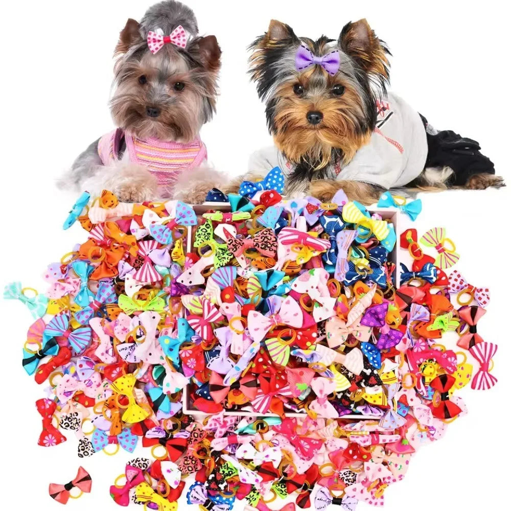 10-Pack Cute Puppy Bow Hair Accessories for Dogs & Cats