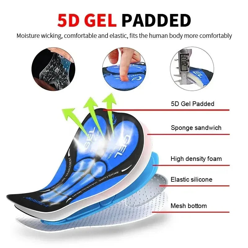 X-TIGER Men's 5D Gel Padded MTB Cycling Underwear Shorts