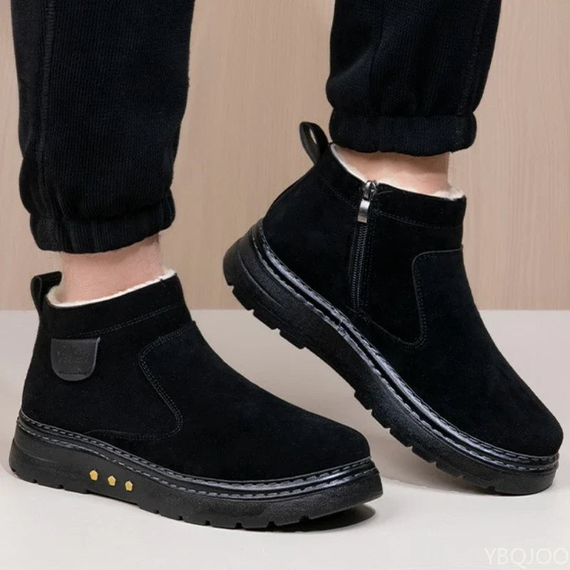 Men's High-Top Winter Snow Boots – Warm Thick Sole Slip-On