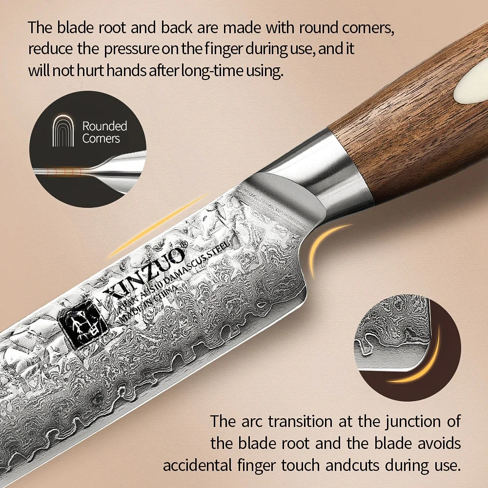 XINZUO 10-Inch Damascus Carving Knife | 67-Layer AUS10 Steel
