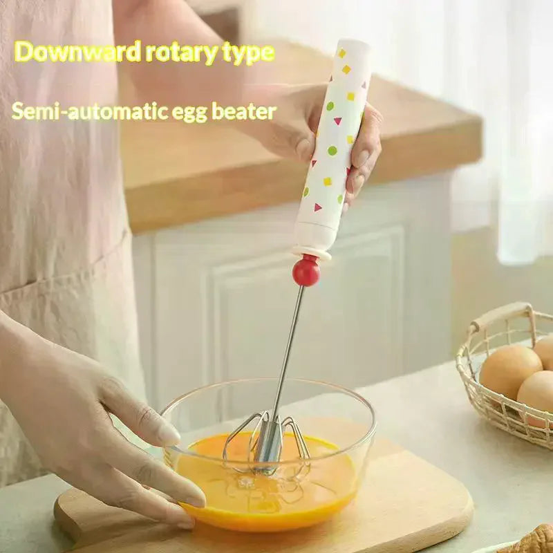 Household Manual Semi-automatic Egg Beater Stainless Steel Durable