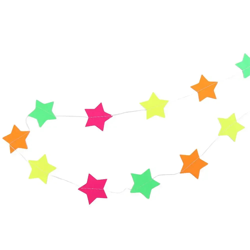 2m Neon Fluorescent Garland Banner | UV Glow Party Pennant