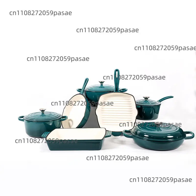 7-Piece Enameled Cast Iron Cookware Set – Skillet, Pot & Pan