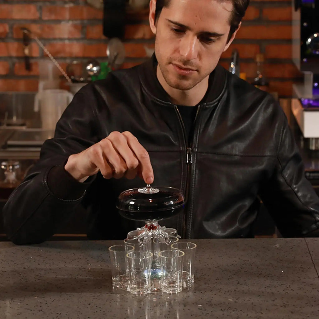 Shot Pourer Dispenser Liquor Cocktail 6 Shots Party Drink Glass