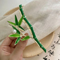 Chinese Vintage Retro Fresh Green Bamboo Fashion Pearl Metal Hair