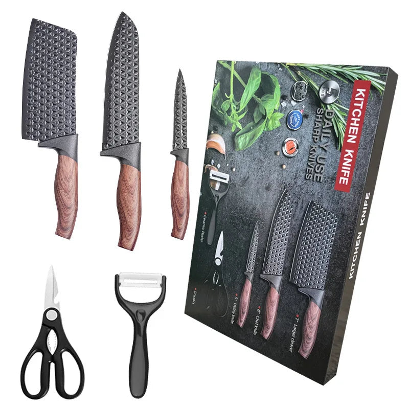 5-Piece Non-Stick Kitchen Knife Set | Stainless Steel Blades