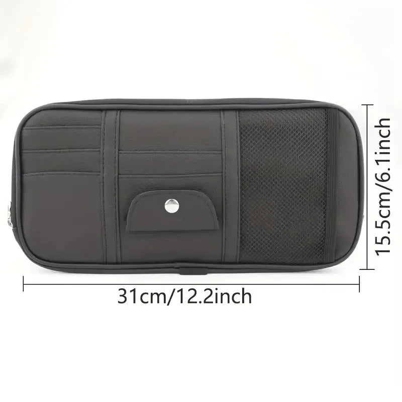 Car Sun Visor Organiser Sunglasses Holder Zip Pouch Truck SUV