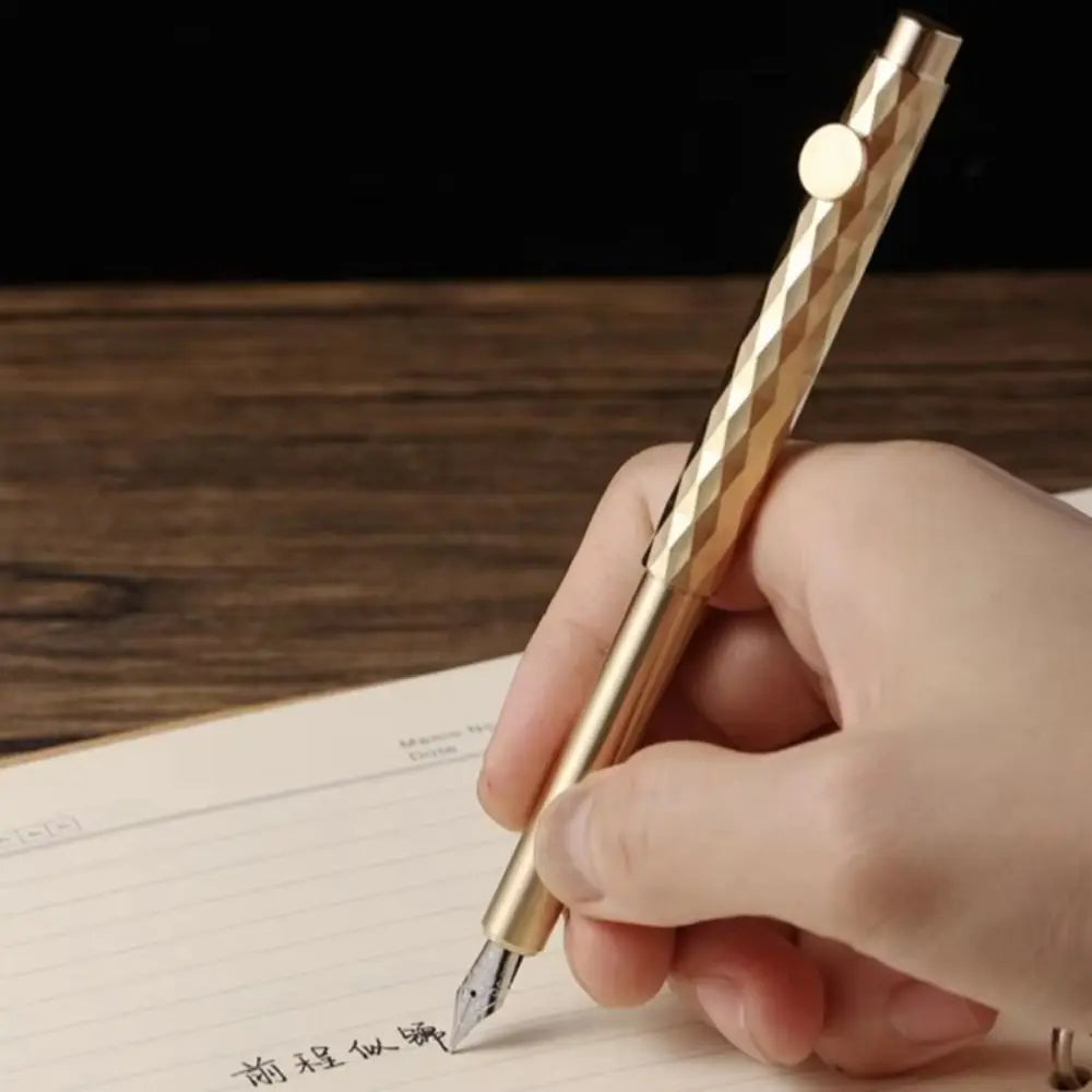 Retro Brass Fountain Pen – Mini Pocket Scalable Writing Pen