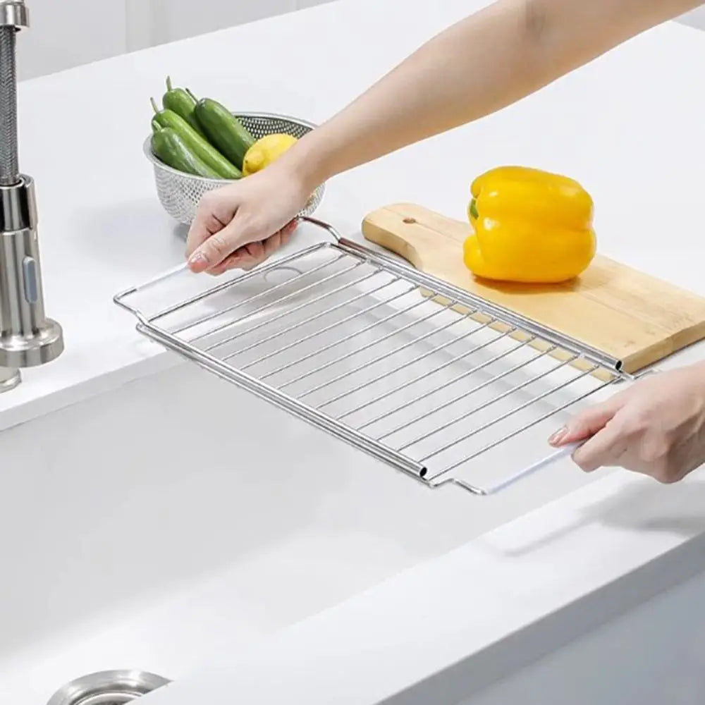 Telescopic Sink Drain Rack – Adjustable Stainless Steel Shelf