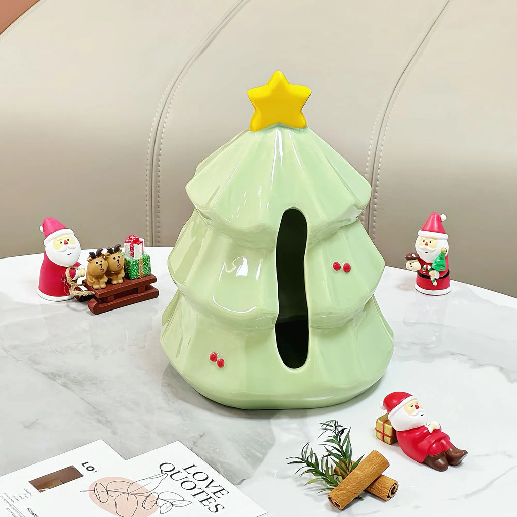 Creative Ceramic Tissue Box Christmas Tree Festive Atmosphere Napkin