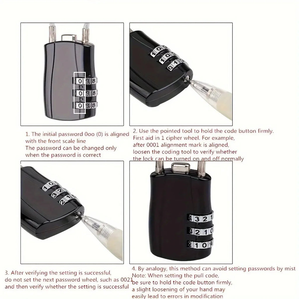3-Digit Combination Padlock – Luggage, Locker & Toolbox Lock
