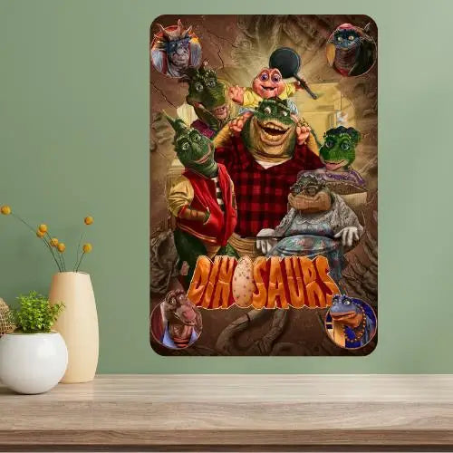 Dinosaurs TV Show Metal Poster Sign – Retro Aluminum Wall Decor