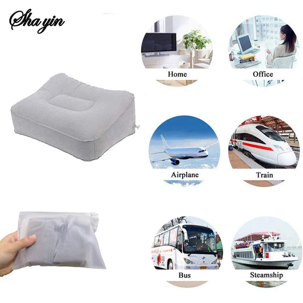 Inflatable Soft Footrest Pillow PVC Foot Rest Cushion Air Travel
