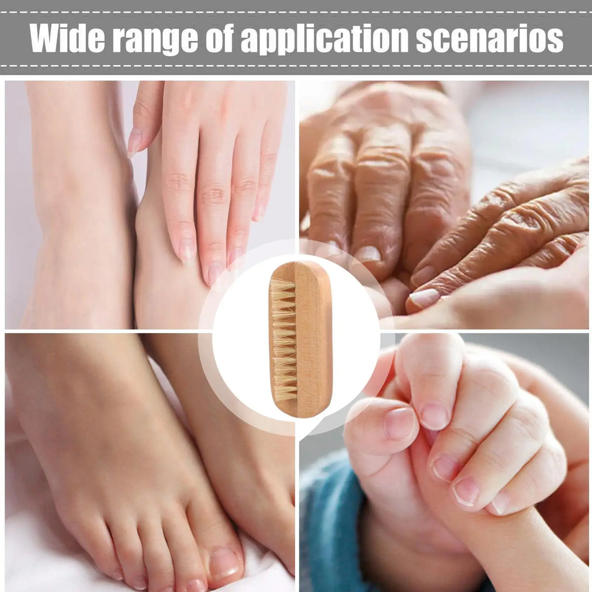 Double-Sided Wooden Nail Brush – Natural Boar Bristle Cleaner