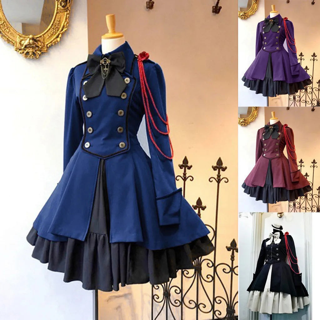 Medieval Gothic Lolita Dress – Vintage Ruffle Lace-Up Cosplay Gown
