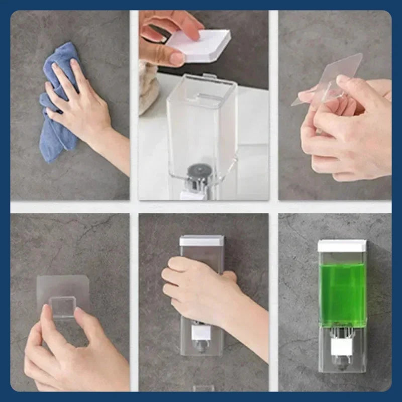 No-Drill Transparent Wall-Mounted Manual Soap Dispenser