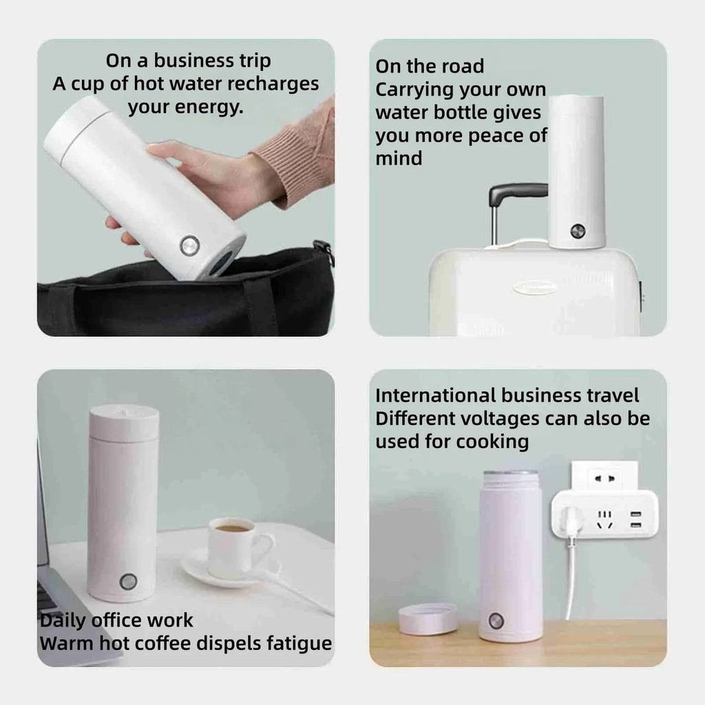 HOMEFISH 400ml Portable Electric Travel Kettle & Thermal Cup