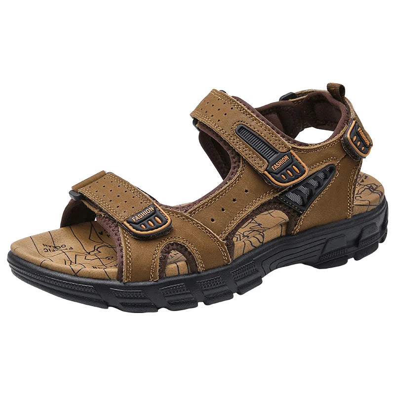 Men's Cow Suede Thick Sole Sandals – Open Toe Casual Outdoor