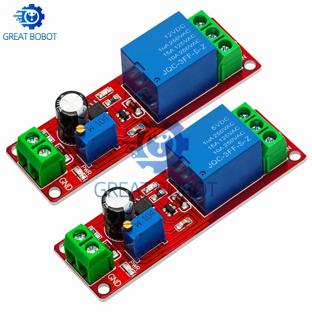 NE555 Timer Relay Module DC 5V 12V | 0–10S Adjustable Delay