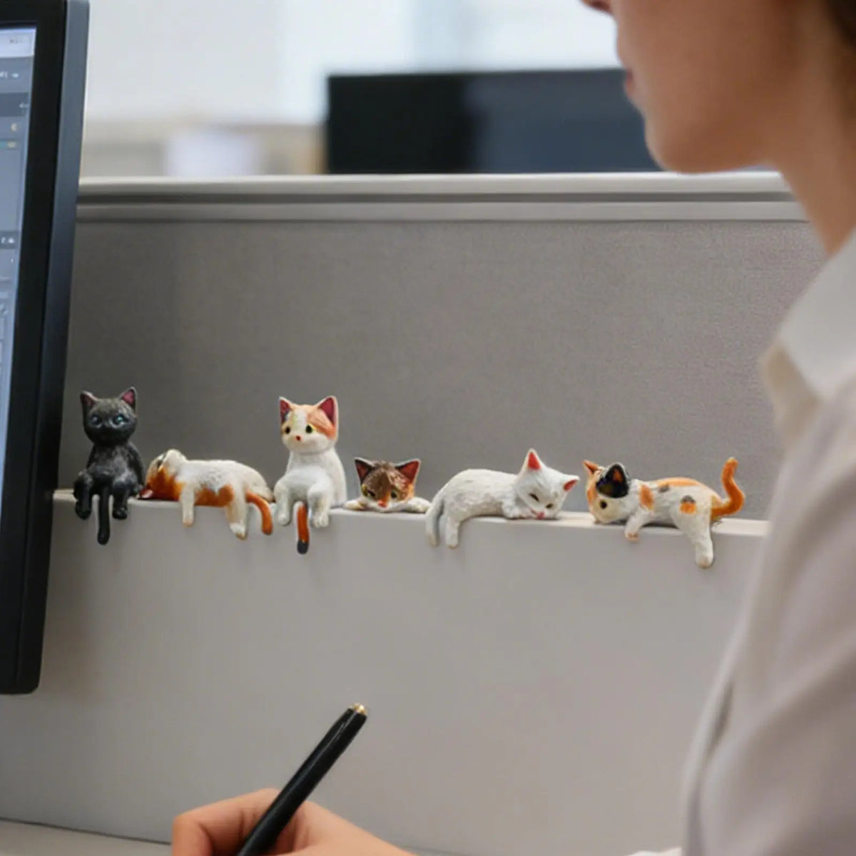 10-Piece Mini Cat Figurines Set – Dashboard & Desk Decor