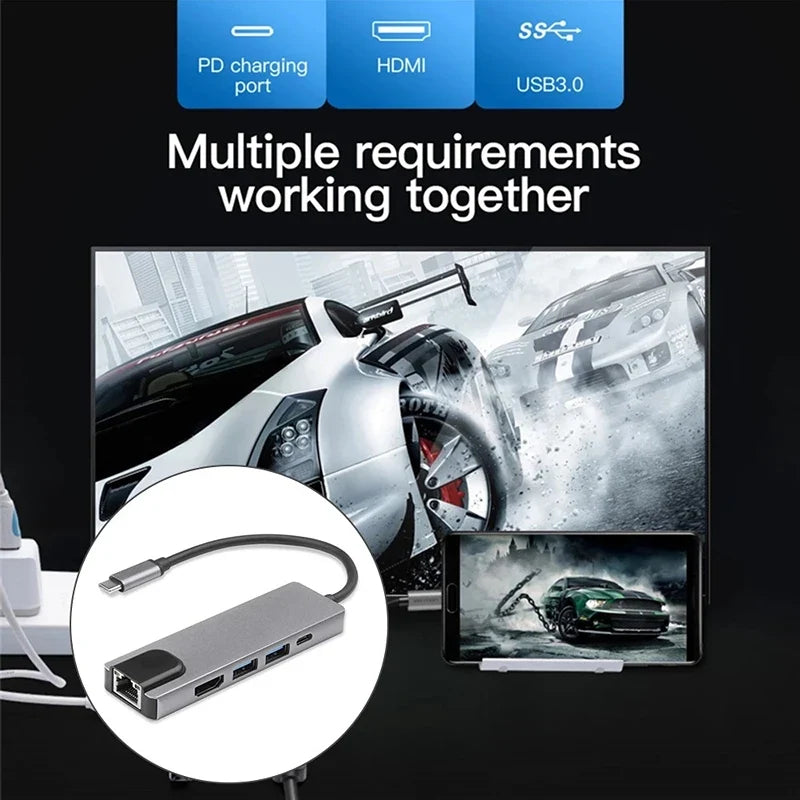 USB-C Docking Station 5-in-1 & 8-in-1 HDMI RJ45 USB Hub