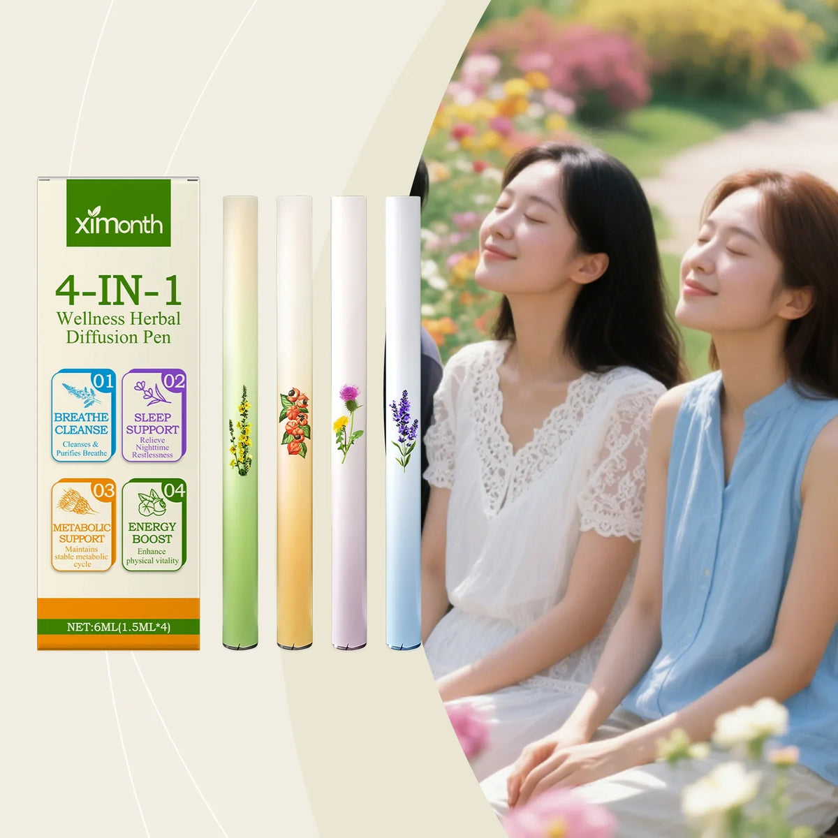 4-in-1 Aromatherapy Diffuser Pen | Breathing & Relaxation 4-Pack
