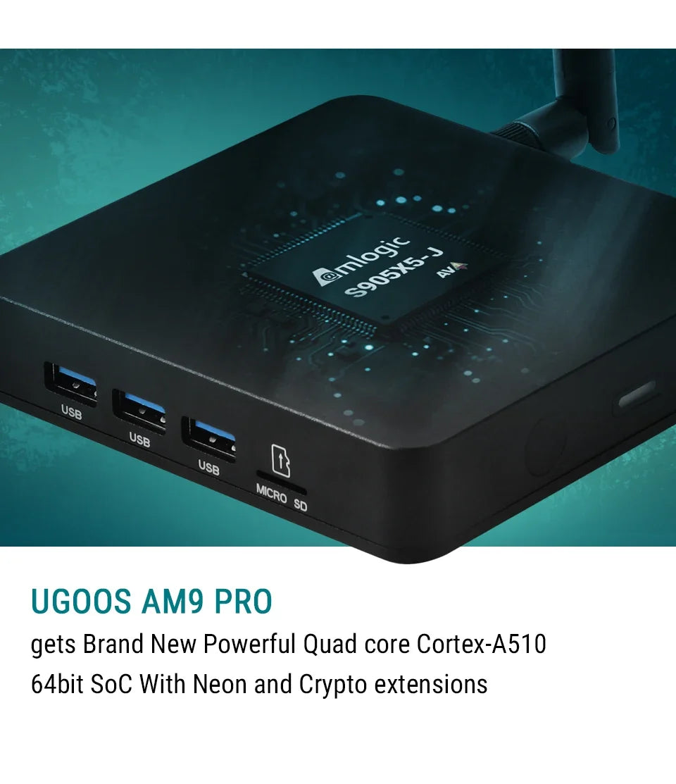 Ugoos AM9 Smart TV Box Android 14 Amlogic S905x5-J LPDDR5 4GB 64GB
