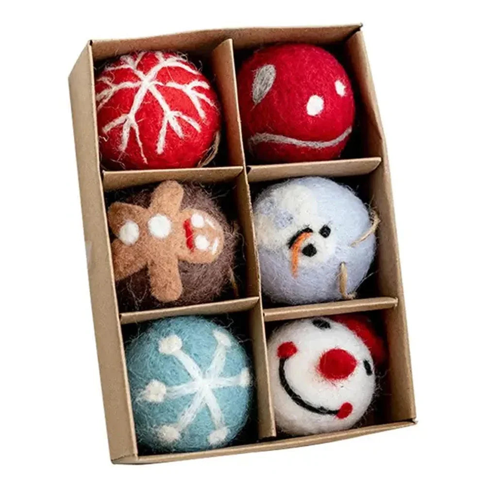 Wool Felt Ball Christmas Tree Ornaments | Colorful Set