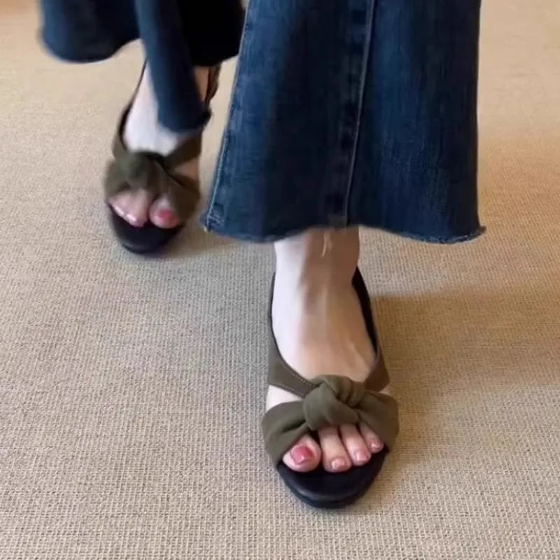 Women's Retro Low Heel Open Toe Sandals – Knot Cross Strap