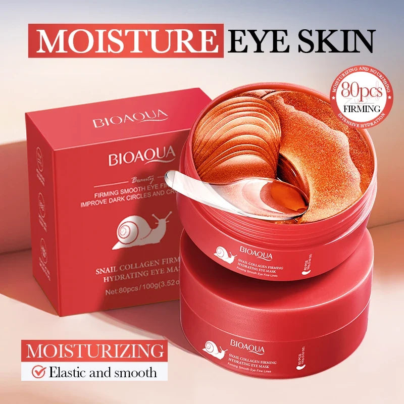 BIOAQUA Snail Collagen Eye Masks 80pcs | Dark Circles & Anti-Aging