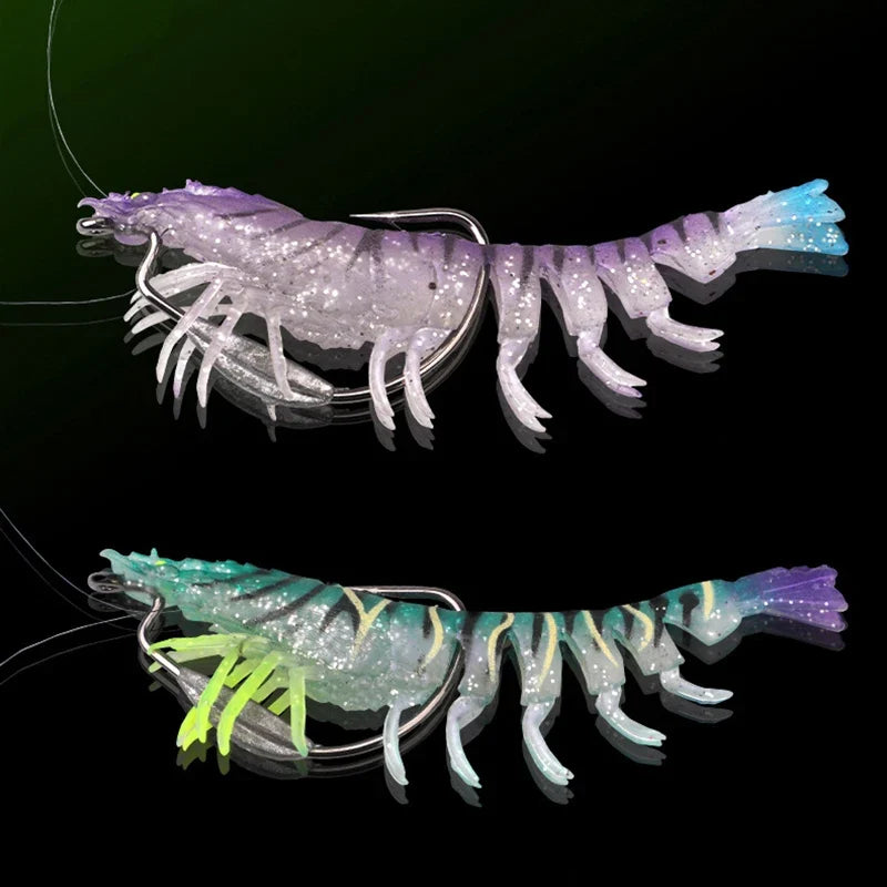 95mm TPE Squid Jig Slow Sinking Wood Shrimp Fishing Lure
