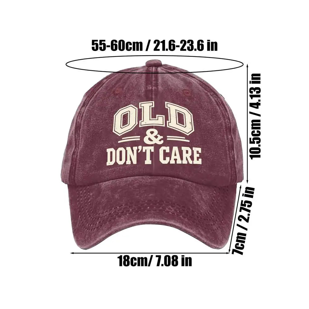 Vintage Distressed Baseball Cap | "Old Don't Care" Unisex Hat