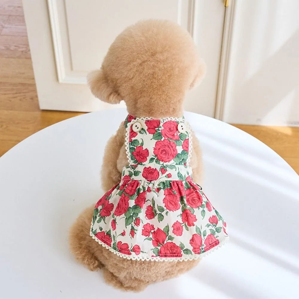 Cute Rose Flower Dog Dress – Breathable Summer Pet Vest