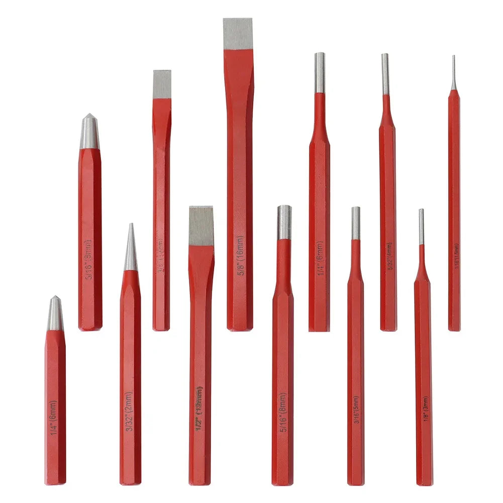 12-Piece Punch & Chisel Set – Metal, Stone, Wood & Brick