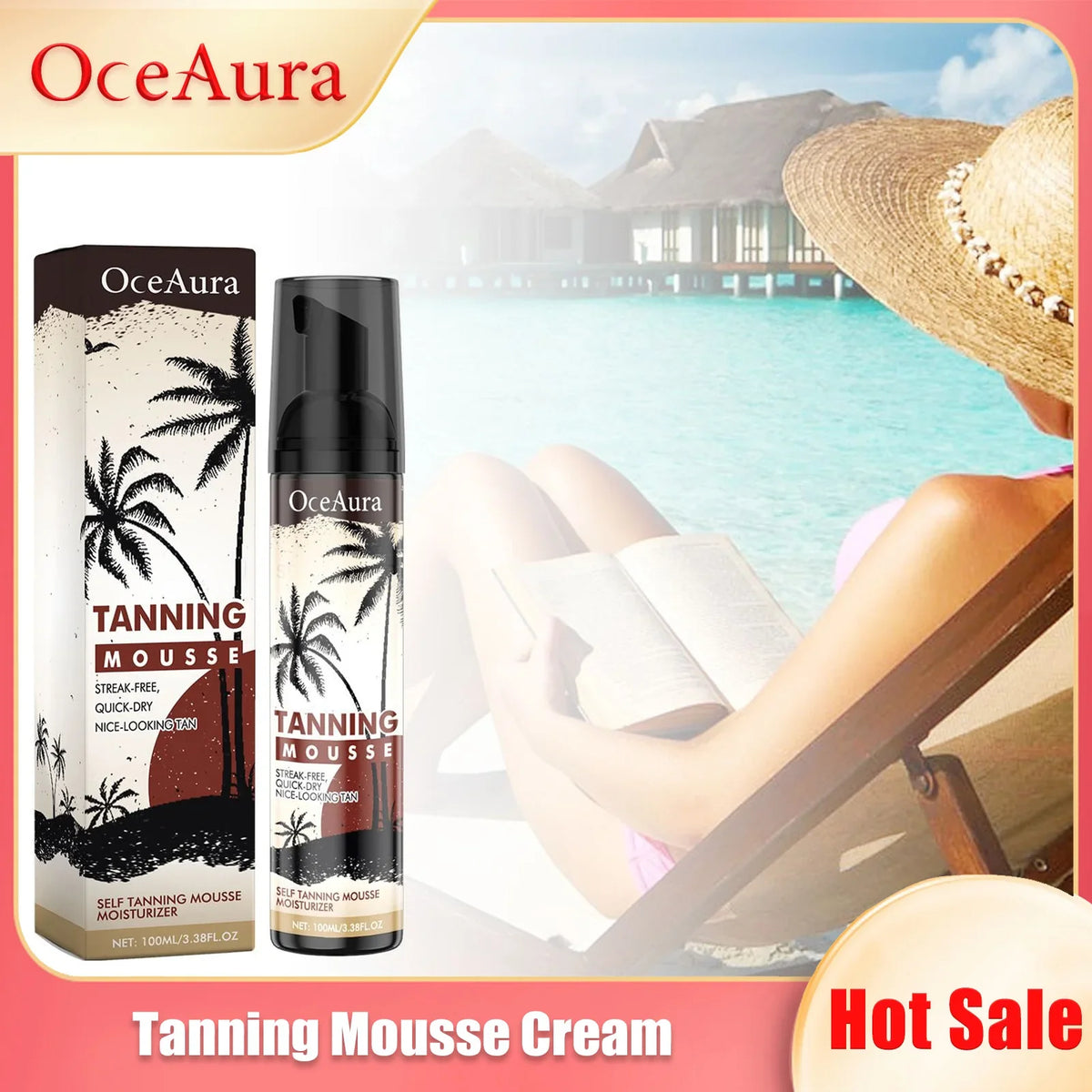 OceAura Self Tanner Mousse Bronzer | Sunless Tan 100ml