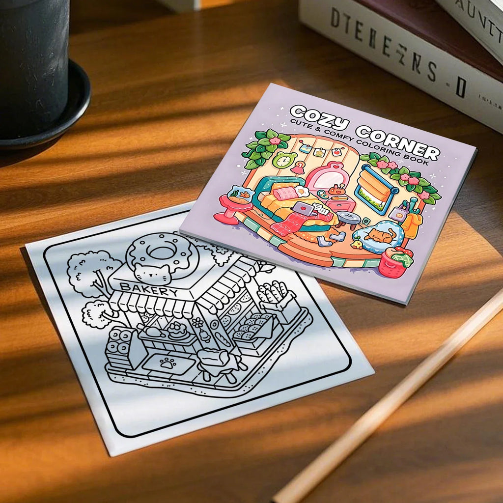Cozy Corner Cute Coloring Book Adults Kids Stress Relief Art Supplies