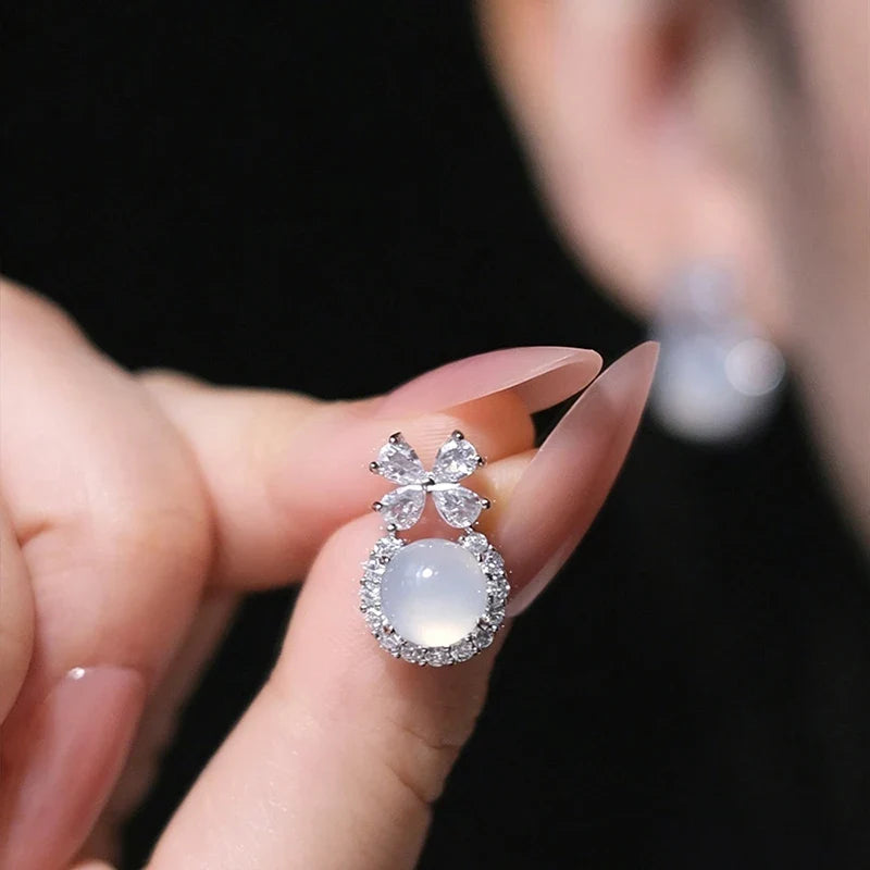 Huitan Bow Opal & CZ Stud Earrings – Women's Fashion Jewelry